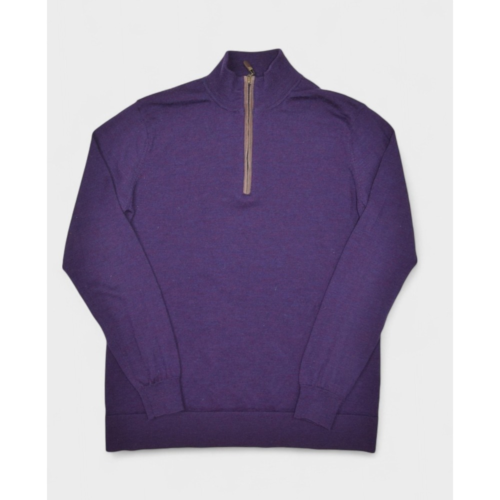 Orvis Sweater Mens Large Wool 1/4 Zip Pullover Lightweight Jumper Pullover